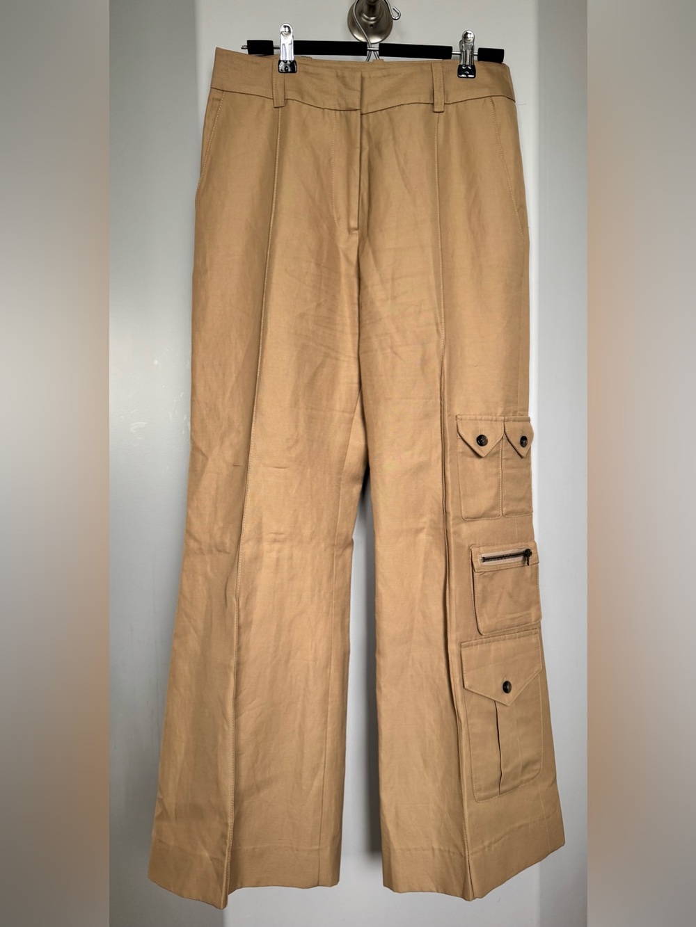 Smythe Wide-Leg Cargo Trousers  in Tan